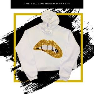 Bite Me | Gold Lips | Crop Hoodie